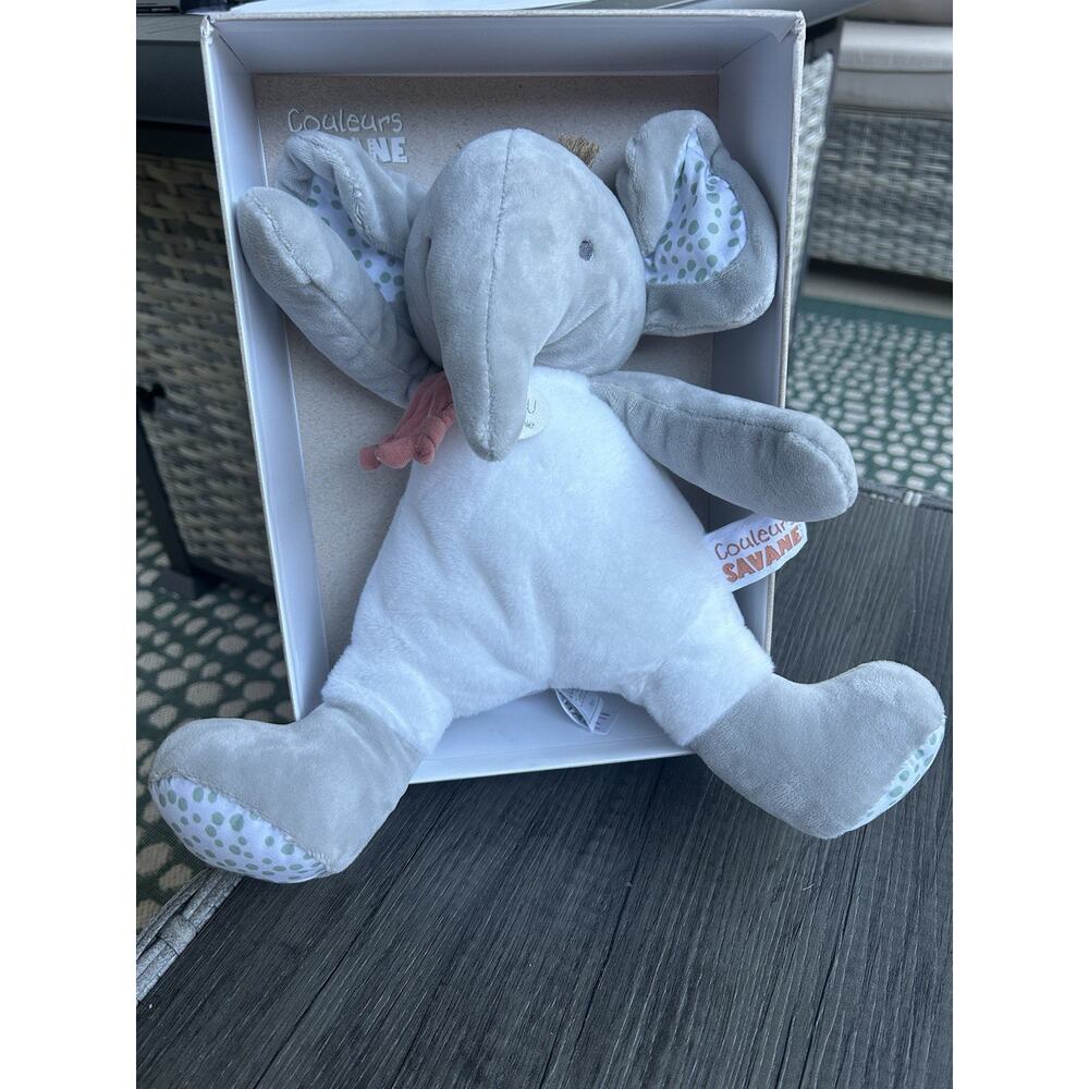 NEW IN BOX DouDou Et Compagnie Paris Couleurs Savane Elephant Plush